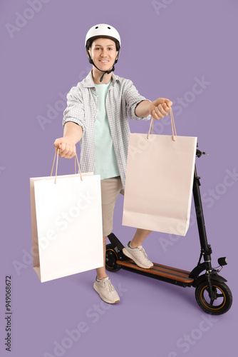 Male courier with shopping ...