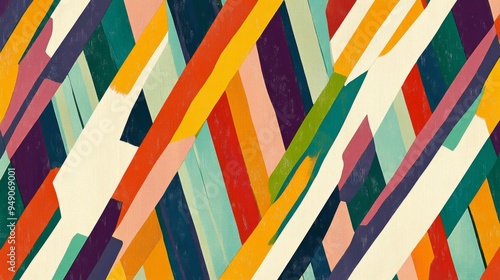 A colorful painting with many different colors and lines