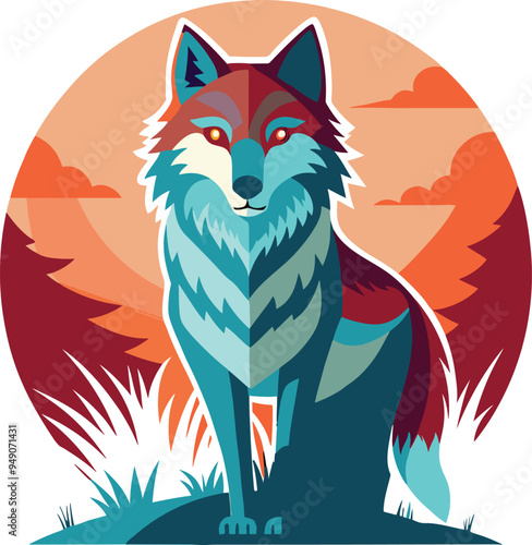 Wold cartoon vector with forest cartoon background