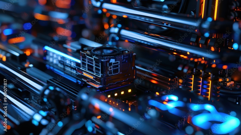 Powerful cpu cooling system performing on motherboard Powerful cpu cooling system performing on motherboard