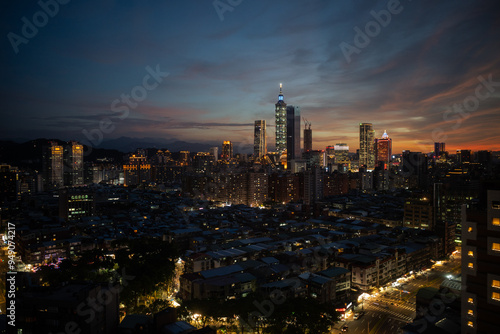 Sunset over Taipei City