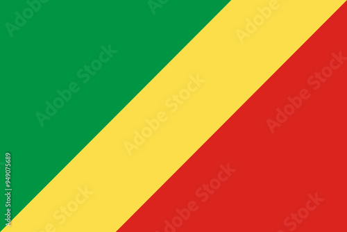 The official national flag of Republic of the Congo. Correct proportions and colors. Vector illustration