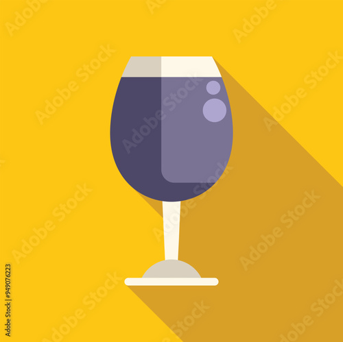 Minimalist illustration of a glass of red wine standing on a yellow background, perfect for beverage related designs