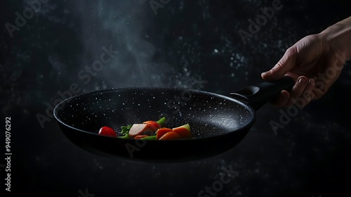 Skillet with sautéed vegetables photo