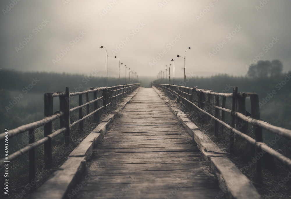 A rough metal bridge entrance going into the distance on transparency background A rough metal bridge entrance going into the distance on transparency background