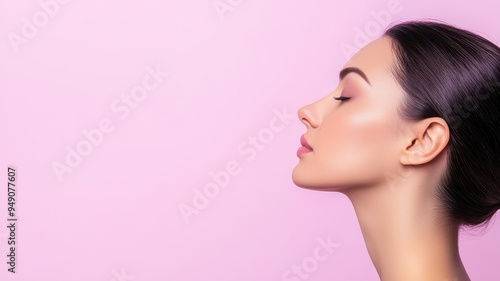 Woman s profile in soft pinks and purples, symbolizing femininity and grace