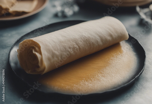 Dosa on autentic plate Simple Detail Isolated on transparency background photo