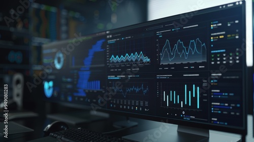 Modern computer showing financial data and charts for analysis