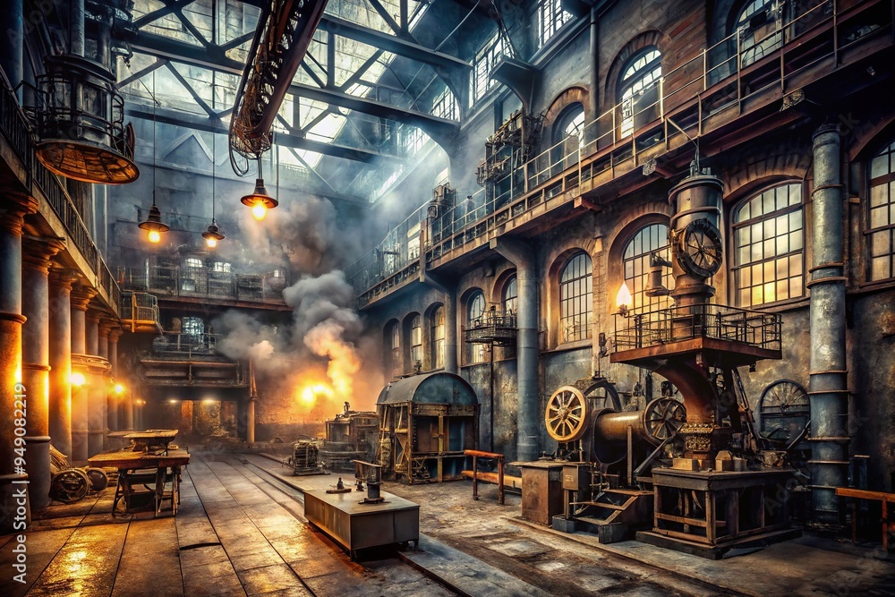 Fototapeta premium Industrial Chic Steampunk Moody Gritty Grays Silver