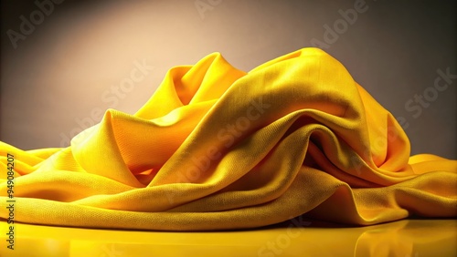 Vibrant yellow piece of cloth draped elegantly on a seamless studio background, conveying warmth, optimism, and creativity, perfect for lifestyle, fashion, or product photography. photo