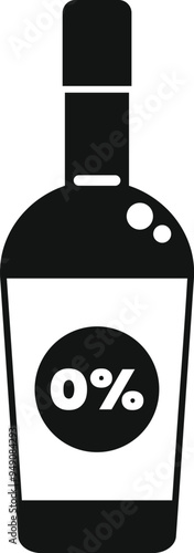 Simple icon of a bottle with zero percent symbol indicating a non alcoholic drink