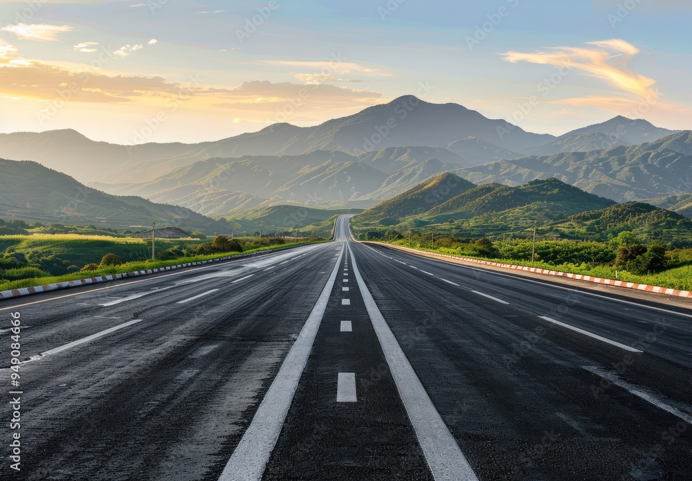 Fototapeta premium Empty Road Leading to Mountain Range