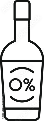 Simple and minimal representation of a bottle containing a zero percent alcohol beverage, perfect for conveying concepts of non alcoholic drinks