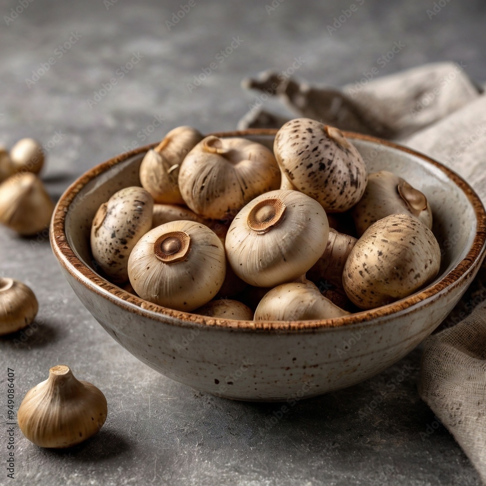 A bowl of champignon mushrooms A bowl of champignon mushrooms