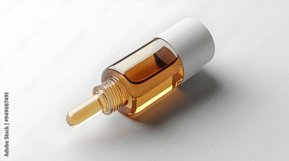 Dropper Bottle with Amber Liquid and White Label Dropper Bottle with Amber Liquid and White Label
