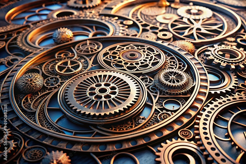 Obraz premium laser cut metal art precision engineering futuristic elegant industrial steampunk 