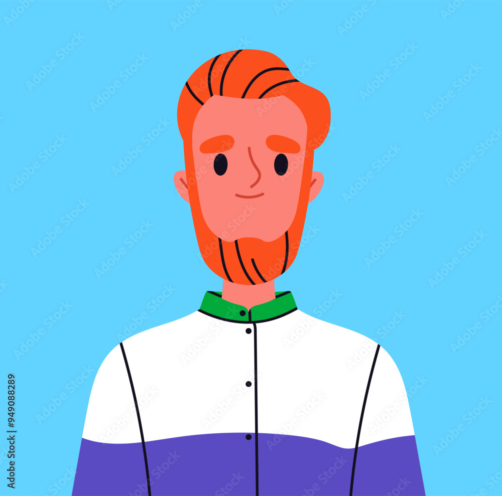 Trendy user avatar. Bearded red haired young guy. Beauty, aesthetics ...