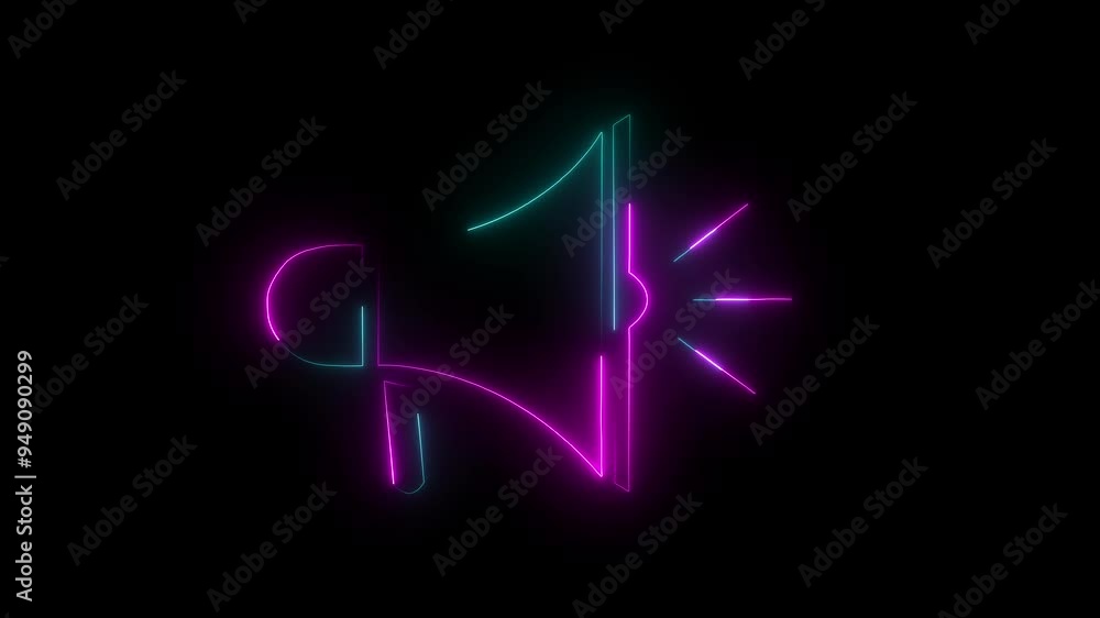 4K Video motion graphic animation icon. Glowing purple and cyan color neon line Microphone icon isolated on black background. On air radio mic microphone, Speaker sign, Sound speaker icon 4K Video motion graphic animation icon. Glowing purple and cyan color neon line Microphone icon isolated on black background. On air radio mic microphone, Speaker sign, Sound speaker icon