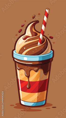 Cartoon glossy chocolate milkshake