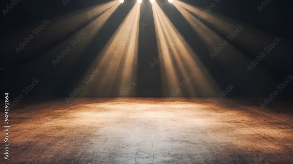 Dark Room with Spotlights and Wooden Floor Dark Room with Spotlights and Wooden Floor