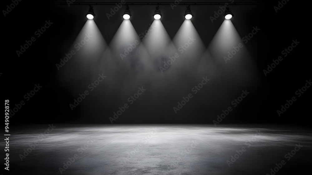 Obraz premium Dark Stage Lights on Concrete Floor