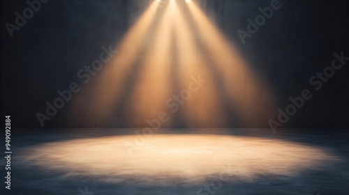 Dramatic Spotlight on Concrete Floor