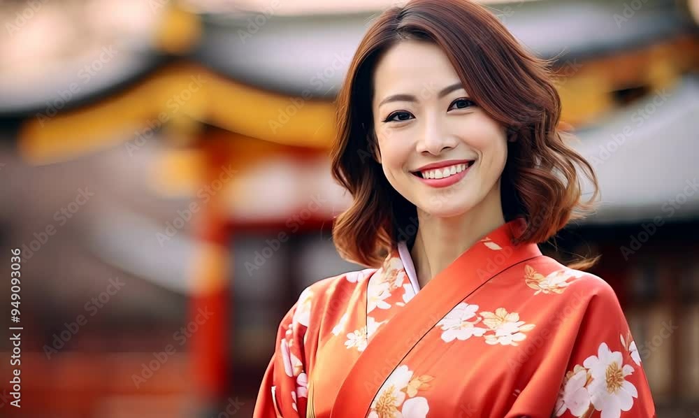 Beautiful asian woman wearing kimono in japanese temple Beautiful asian woman wearing kimono in japanese temple