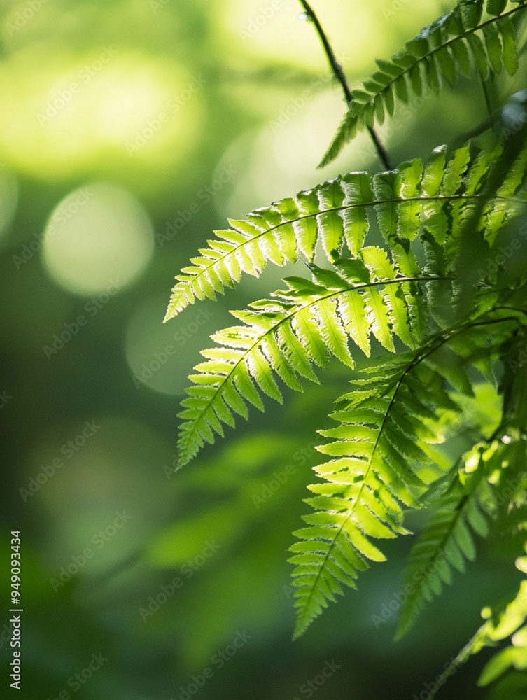 Vibrant Green Fern Leaves with Soft Bokeh Background - Nature Close-Up Vibrant Green Fern Leaves with Soft Bokeh Background - Nature Close-Up