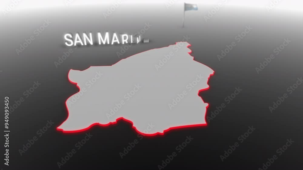 3d animated map of San Marino gets hit and fractured by the text “Recession” 3d animated map of San Marino gets hit and fractured by the text “Recession”