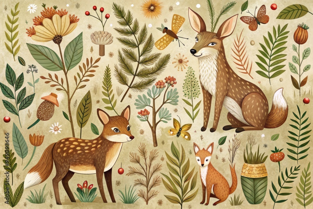 Fototapeta premium seamless pattern with deer