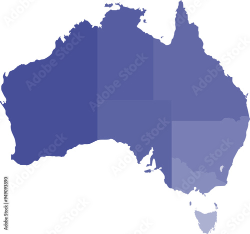 Wallpaper Mural Australia Map with regions or territories and administrative divisions. Editable and Recolorable. Torontodigital.ca