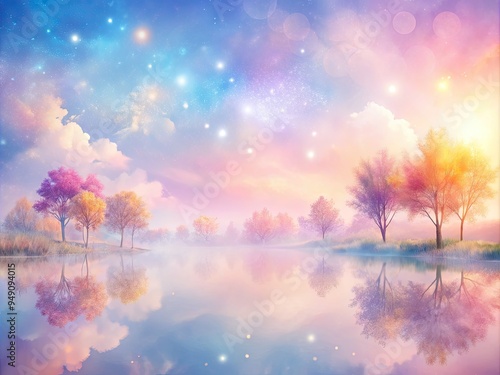 Pastel soft focus impressionist background ethereal scene photo