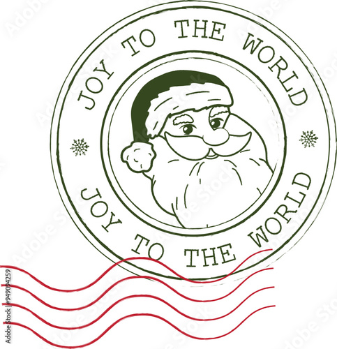 Merry Christmas Santa Claus Round rubber postal stamp