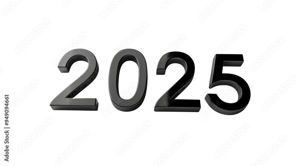 2025 Happy New Year 3d number black balloon isolated on white background 2025 Happy New Year 3d number black balloon isolated on white background