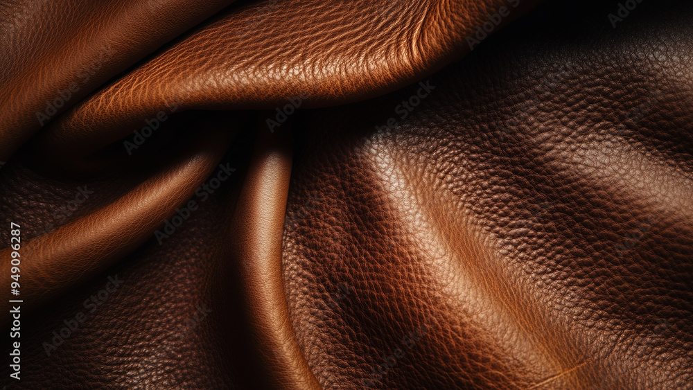 Warm Brown Leather with Detailed Folds