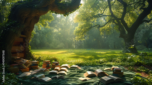 Serene Book Club Picnic Amid Nature's Embrace