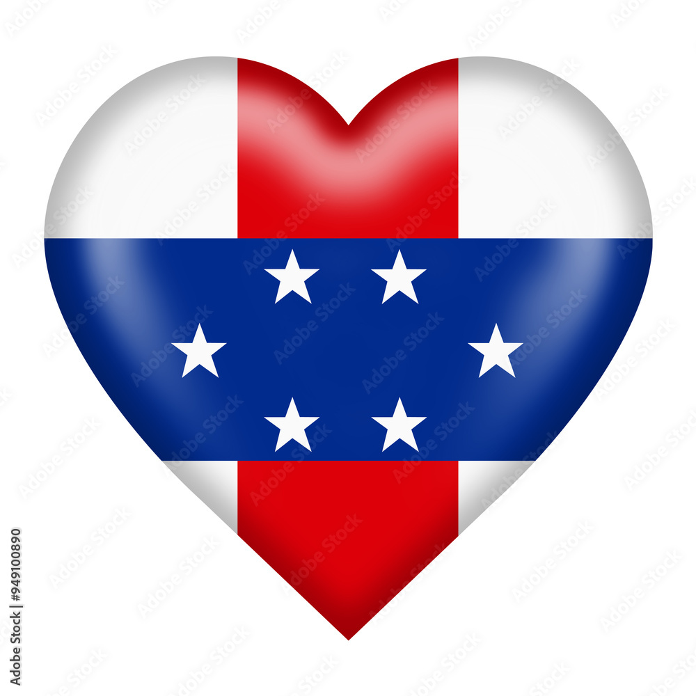 Netherlands Antilles flag heart button Netherlands Antilles flag heart button