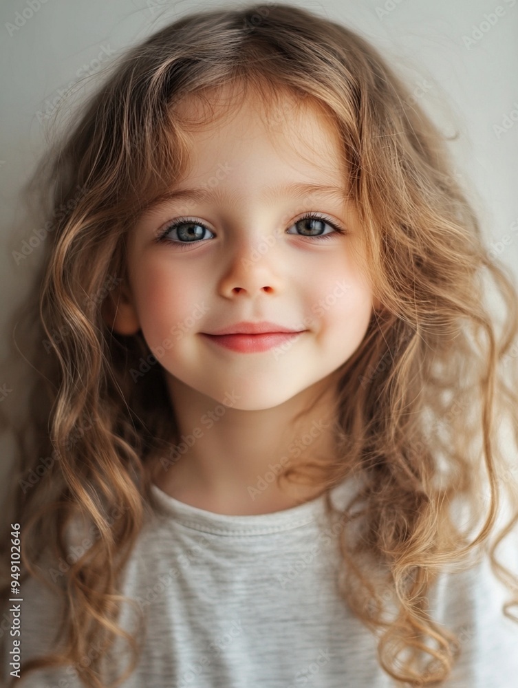 Joyful Child Portrait with Curly Hair and Bright Smile Joyful Child Portrait with Curly Hair and Bright Smile