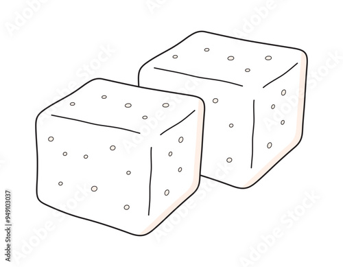 Tofu soy bean curd diced isolated vector illustration