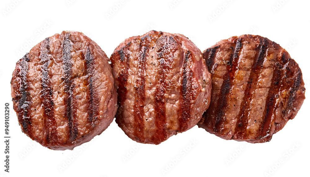 Juicy grilled steak presented against a white backdrop, highlighting its seared surface and mouthwatering appeal. Juicy grilled steak presented against a white backdrop, highlighting its seared surface and mouthwatering appeal.