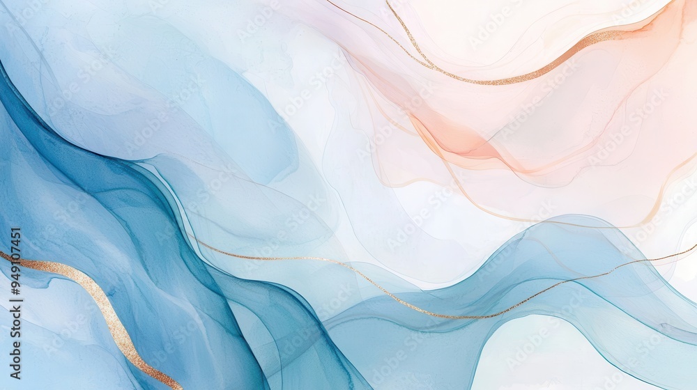 A stunning abstract background featuring flowing waves of blue and peach tones, creating a serene and elegant visual aesthetic. A stunning abstract background featuring flowing waves of blue and peach tones, creating a serene and elegant visual aesthetic.