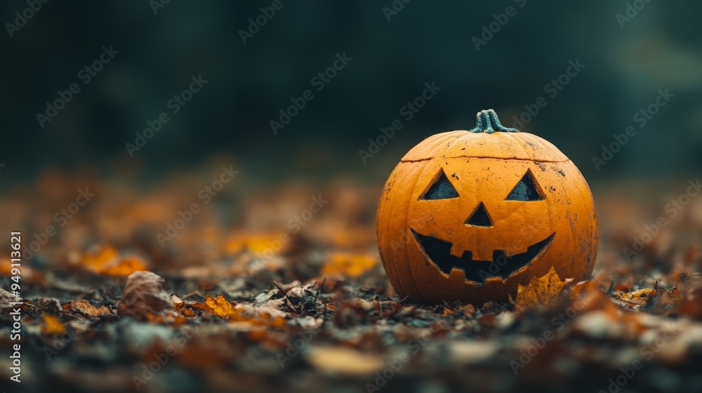 A vibrant Halloween pumpkin sits amidst colorful autumn leaves, embodying the spirit of the season and festive joy. A vibrant Halloween pumpkin sits amidst colorful autumn leaves, embodying the spirit of the season and festive joy.