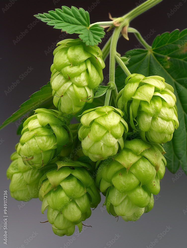Humulus Lupulus: Green Hops Close-Up Humulus Lupulus: Green Hops Close-Up
