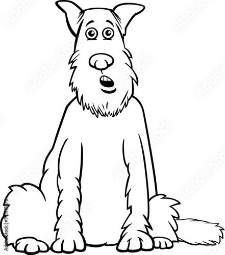 schnauzer dog character cartoon illustration coloring page