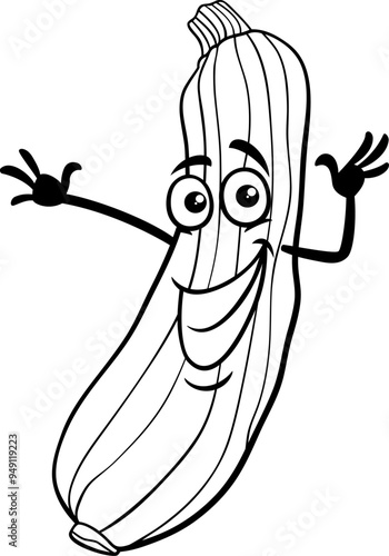 funny zucchini vegetable cartoon illustration coloring page