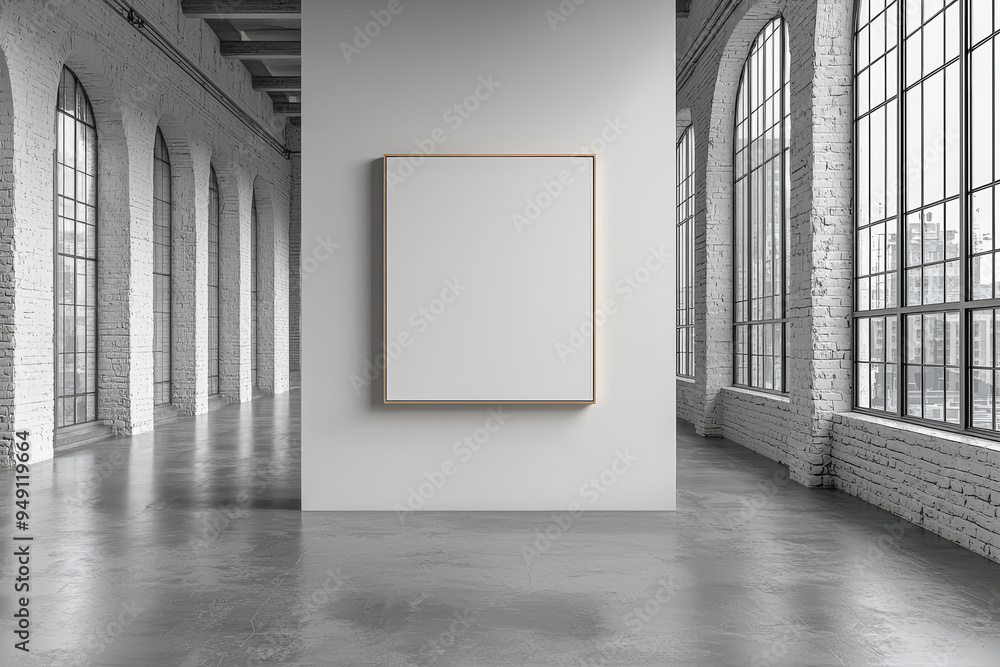 A blank white wall with a single, small artwork hanging at eye level, emphasizing the focus on minimalistic art display. Concept of clean aesthetics and simple decoration. A blank white wall with a single, small artwork hanging at eye level, emphasizing the focus on minimalistic art display. Concept of clean aesthetics and simple decoration.