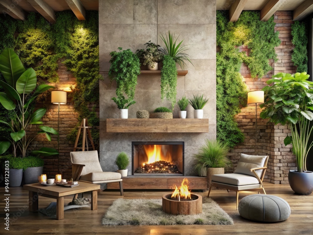 Fototapeta premium utopian fireplace cleaning for a sustainable eco-friendly design mood earthy