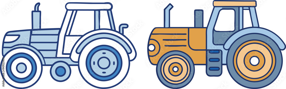Tractor Vector Illustration - Logo Icon, Line Art, Outline, Silhouette Clipart Design Tractor Vector Illustration - Logo Icon, Line Art, Outline, Silhouette Clipart Design
