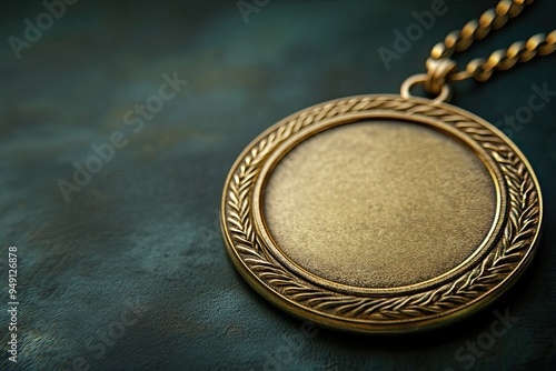 A golden medallion with an ornate border. Perfect for awards, recognition, and achievements.