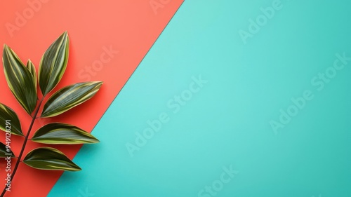 Geometric design in turquoise and coral, representing balance and harmony photo